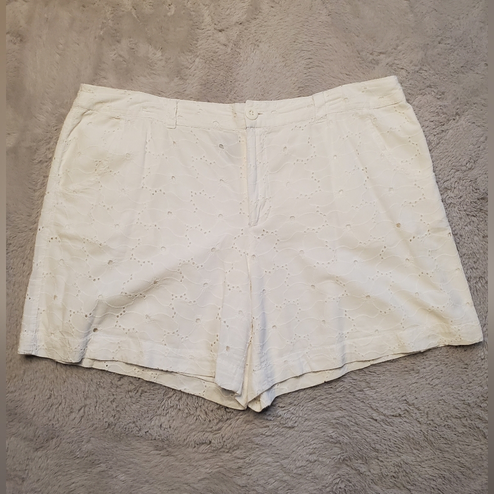 Women's White Eyelet Shorts